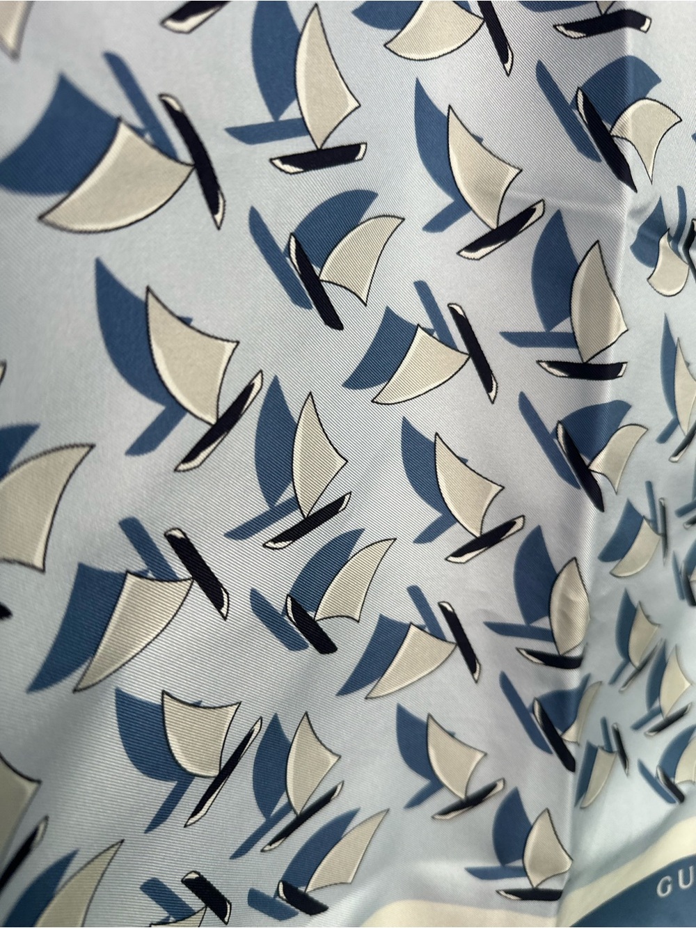 Vintage Gucci Silk Carré Scarf Archival Nautical Sailboat Print Made in Italy 70 - Picture 9 of 14